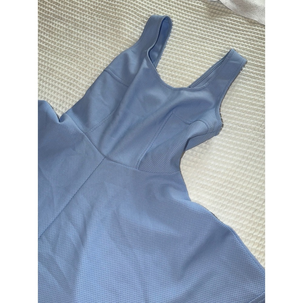 Lulus Skater Dress Womens Medium‎ Blue Textured Fit and Flare V-Back Mini